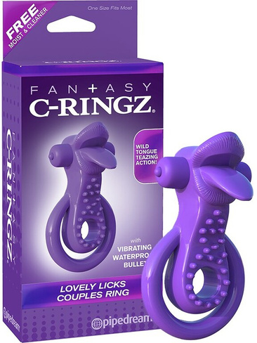 Эрекционное кольцо на пенис и мошонку Lovely Licks Couples Ring с вибрацией – фиолетовый Pipedream