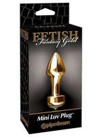 Анальная пробка Mini Luv Plug с кристаллом – золотая Pipedream