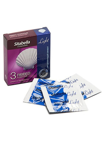 Ребристые презервативы Sitabella Light с продлевающим эффектом - 3 шт СК-Визит
