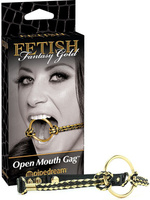 Кляп рамка Open Mouth Gag черный с золотом Pipedream
