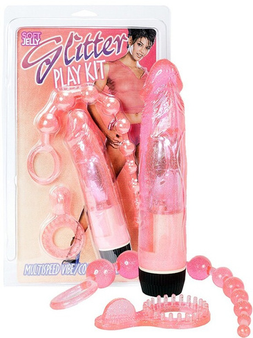 Эротический набор Glitter Play Kit с вибрацией – розовый Gopaldas