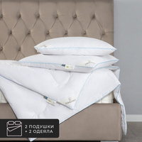 Набор 2 одеяла + 2 подушки Linen, льняное волокно в хлопковом тике (200х220-2 шт, 70х70-2 шт)