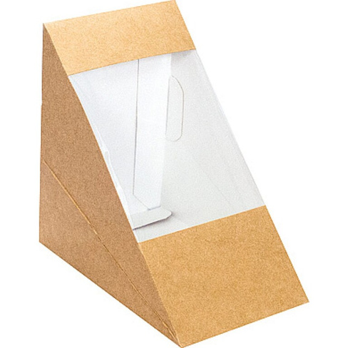 Треугольная крафт упаковка для бутербродов, сэндвичей PapStar PS-85690