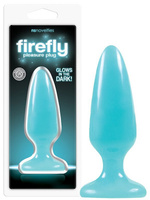 Средняя анальная пробка Firefly Pleasure Plug - Medium светящаяся в темноте – голубой NS Novelties