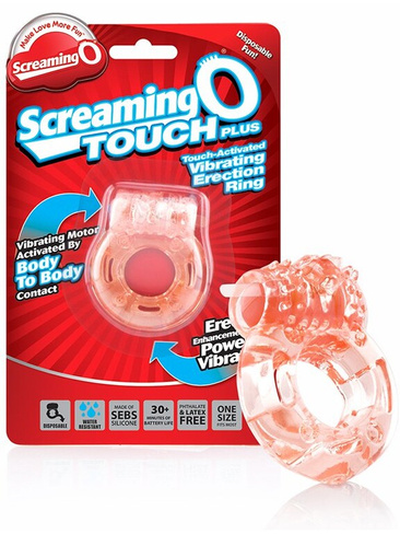 Кольцо на пенис Screaming O Touch Plus с вибрацией от прикосновения – оранжевый The Screaming O