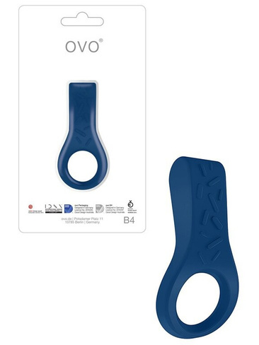 Эрекционное виброкольцо Ovo B4 с вертикальным стимулятором – синий OVO