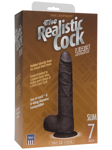 Фаллоимитатор реалистик Realistic Cock UR3 7” Slim – черный Doc Johnson