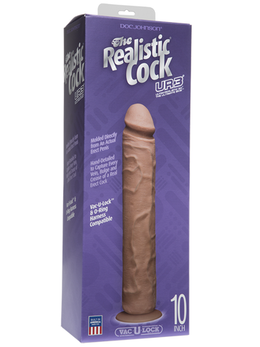 Фаллоимитатор реалистик Realistic Cock UR3 10” без мошонки – коричневый Doc Johnson