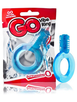 Упругое виброкольцо на пенис Screaming O - Go Vibe Ring одноразовое – синий The Screaming O