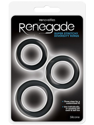 Набор из 3-х эрекционных колец Renegade Diversity Rings – черный NS Novelties
