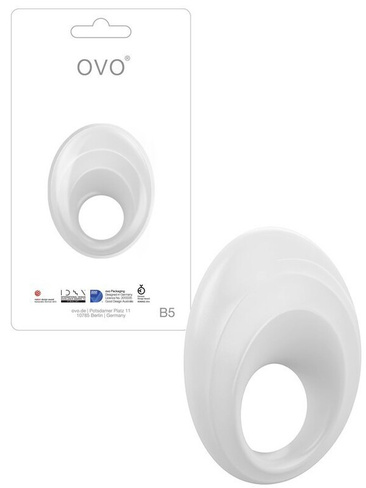 Эрекционное виброкольцо Ovo B5 с рельефным стимулятором клитора – белый OVO