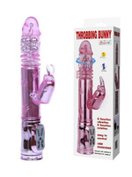 Перезаряжаемый хай-тек вибромассажер с ротацией и стимуляцией клитора Throbbing Bunny – розовый Baile