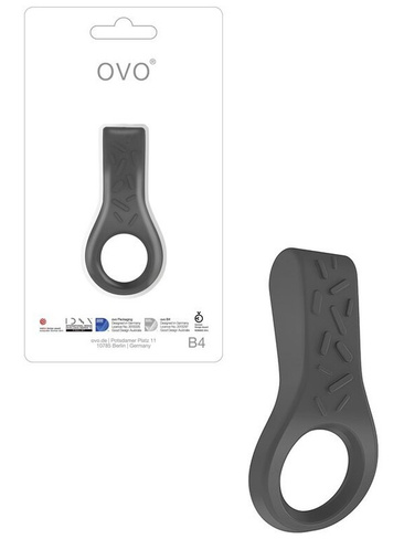 Эрекционное виброкольцо Ovo B4 с вертикальным стимулятором – серый OVO