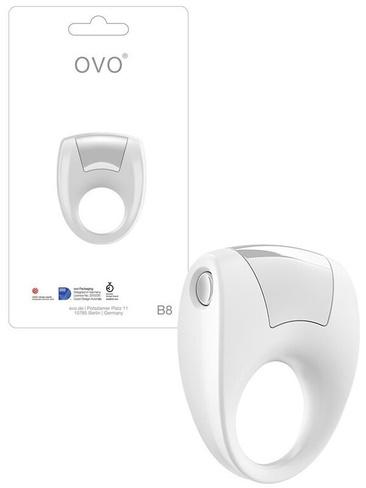 Эрекционное кольцо Ovo B8 с вибрацией – белый OVO