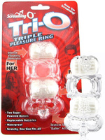 Кольцо на пенис Trio О с двумя стимуляторами и петлей на мошонку – прозрачный The Screaming O