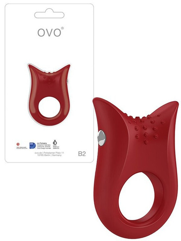 Эрекционное виброкольцо Ovo B2 текстурированное – красный OVO