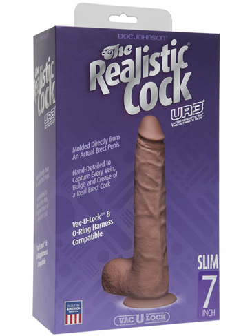 Фаллоимитатор реалистик Realistic Cock UR3 7” Slim – коричневый Doc Johnson