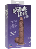 Фаллоимитатор реалистик Realistic Cock UR3 9” Slim с мошонкой – коричневый Doc Johnson