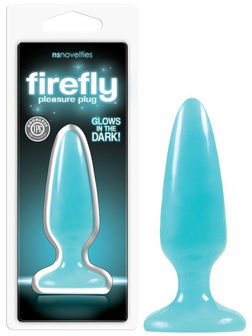 Маленькая анальная пробка Firefly Pleasure Plug - Small светящаяся в темноте – голубой NS Novelties