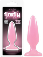 Маленькая анальная пробка Firefly Pleasure Plug - Small светящаяся в темноте – розовый NS Novelties