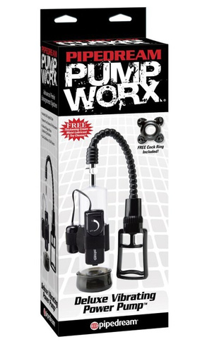 Вакуумная помпа мужская Deluxe Vibrating Power Pump с вибрацией – черный Pipedream