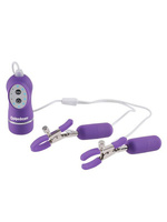 Зажимы на соски Vibrating Nipple Clamps с вибрацией – фиолетовый Pipedream