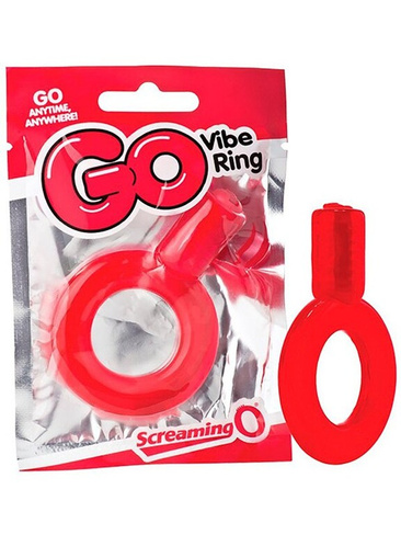 Упругое виброкольцо на пенис Screaming O - Go Vibe Ring одноразовое – красный The Screaming O