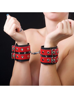Кожаные наручники Sitabella с двойной застежкой – черно-красный СК-Визит