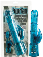Вибромассажер Power Gem с клиторальным стимулятором с 3-я язычками – голубой California Exotic Novelties