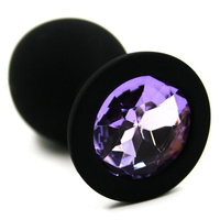 Средняя силиконовая анальная пробка Kanikule Medium с кристаллом – черный с фиолетовым Beauty Brands Limited