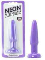 Яркая анальная пробка Neon Butt Plug – фиолетовый Pipedream