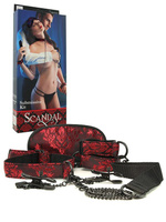 Набор для эротических игр Scandal Submissive Kit: ошейник с зажимами, наручники и маска California Exotic Novelties