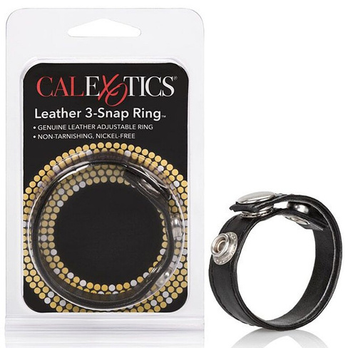 Кожаное кольцо на пенис 3-Snap Ring – черный California Exotic Novelties