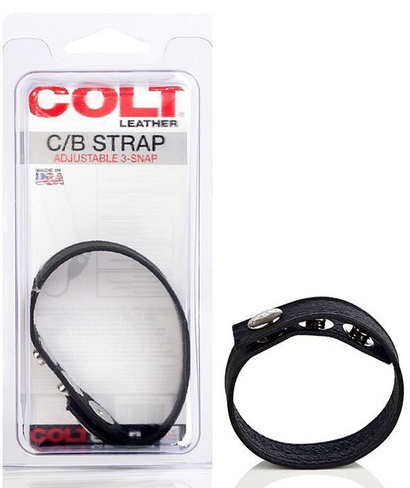 Кожаная утяжка на пенис Colt C/B Strap Adjustable 3-Snap – черный California Exotic Novelties