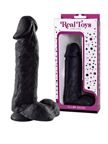 Реалистичный фаллоимитатор с мошонкой Real Toys №21 на присоске – черный СК-Визит