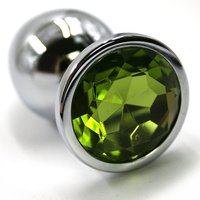 Средняя алюминиевая анальная пробка Kanikule Medium с кристаллом – серебристый с зеленым Beauty Brands Limited