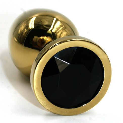Маленькая алюминиевая анальная пробка Kanikule Small с кристаллом – золотистый с черным Beauty Brands Limited
