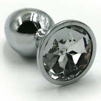 Средняя алюминиевая анальная пробка Kanikule Medium с кристаллом – серебристый с прозрачным Beauty Brands Limited