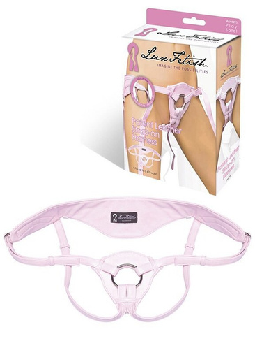 Трусики для страпона из патентованной кожи Patent Leather Strap-On Harness – розовый Lux Fetish
