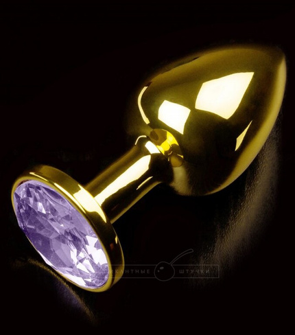 Маленькая анальная пробка 252 Small Gold Baby Purple с кристаллом – золотой с лавандовым Пикантные Штучки