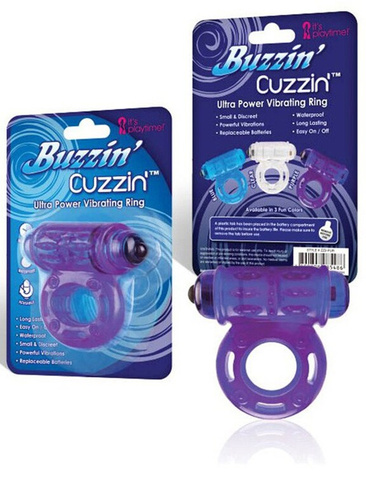 Мощное виброкольцо со стимуляцией клитора Buzzin Cuzzin – фиолетовый Lux Fetish