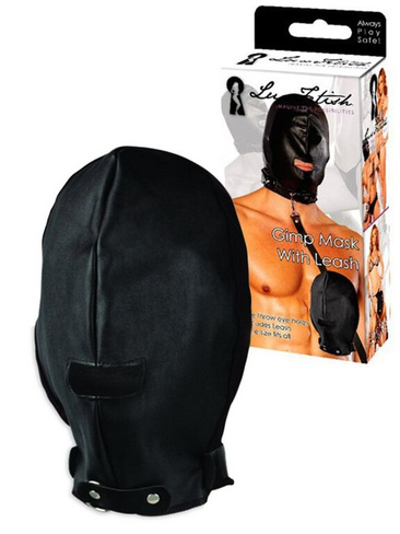 Маска на голову с поводком Gimp Mask With Leash – черный Lux Fetish