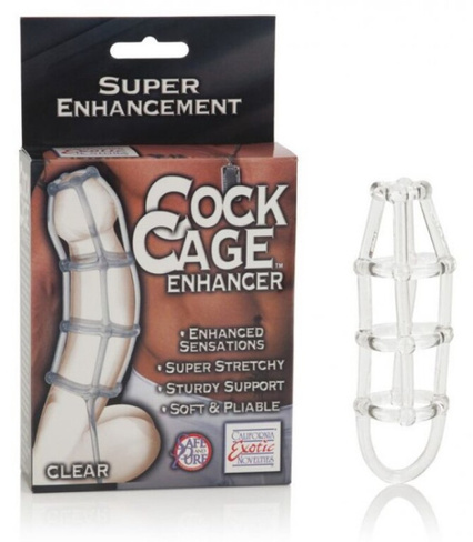 Резиновый бондаж для пениса Calexotics Cock Cage Enhancer – прозрачный California Exotic Novelties