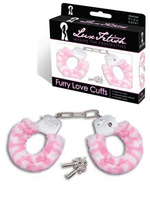 Наручники с меховой отделкой Furry Love Cuffs – леопардовый с розовым Lux Fetish