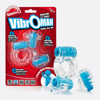 Набор из трех элементов Screaming O VibrOMan с вибрацией – голубой The Screaming O