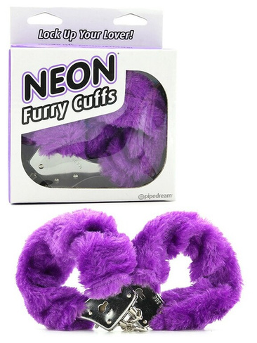 Меховые наручники Neon Furry Cuffs – фиолетовый Pipedream