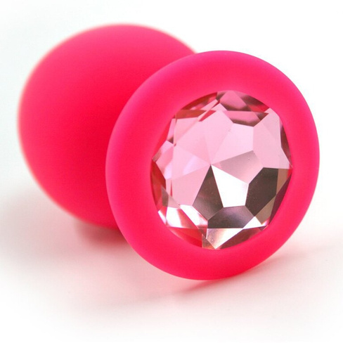 Большая силиконовая анальная пробка Kanikule Large с кристаллом – розовый со светло-розовым Beauty Brands Limited