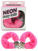 Меховые наручники Neon Furry Cuffs – розовый Pipedream