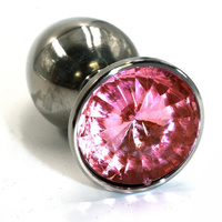 Большая алюминиевая анальная пробка Kanikule Large с кристаллом – серебристый со светло-розовым Beauty Brands Limited