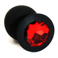 Большая силиконовая анальная пробка Kanikule Large с кристаллом – черный с красным Beauty Brands Limited
